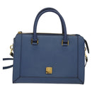 MCM Hand Bag Safiano leather 2way Blue Gold Auth BA863-12