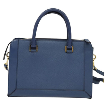 MCM Hand Bag Safiano leather 2way Blue Gold Auth BA863 - 0