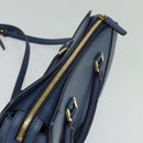 MCM Hand Bag Safiano leather 2way Blue Gold Auth BA863-7