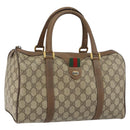GUCCI GG Supreme Web Sherry Line Boston Bag PVC Beige Gold 39 02 007 Auth BA8630-1