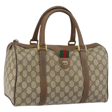 GUCCI GG Supreme Web Sherry Line Boston Bag PVC Beige Gold 39 02 007 Auth BA8630