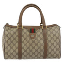 GUCCI GG Supreme Web Sherry Line Boston Bag PVC Beige Gold 39 02 007 Auth BA8630-13