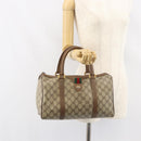 GUCCI GG Supreme Web Sherry Line Boston Bag PVC Beige Gold 39 02 007 Auth BA8630-23