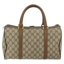 GUCCI GG Supreme Web Sherry Line Boston Bag PVC Beige Gold 39 02 007 Auth BA8630-2