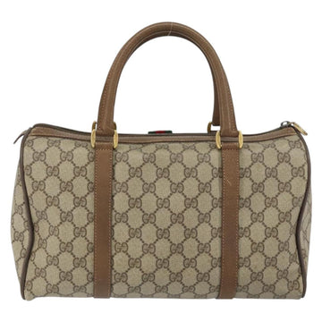 GUCCI GG Supreme Web Sherry Line Boston Bag PVC Beige Gold 39 02 007 Auth BA8630 - 0