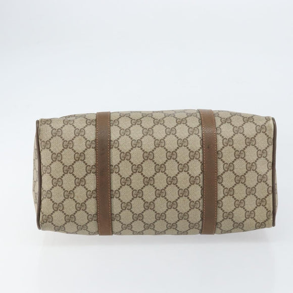 GUCCI GG Supreme Web Sherry Line Boston Bag PVC Beige Gold 39 02 007 Auth BA8630