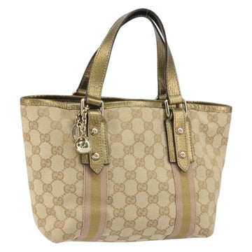 GUCCI GG Canvas Sherry Line Hand Bag Beige Gold 139261 Auth BA8631