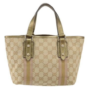 GUCCI GG Canvas Sherry Line Hand Bag Beige Gold 139261 Auth BA8631 - 0