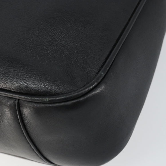 GUCCI Bamboo Hand Bag Leather 2way Black Gold 001 1998 1638 Auth BA8637