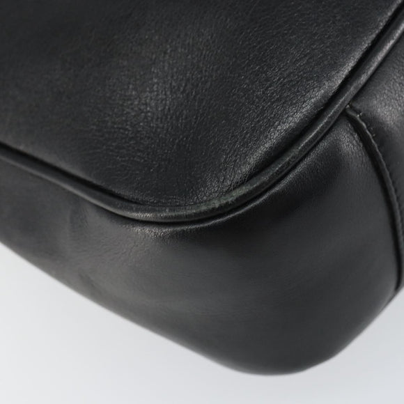 GUCCI Bamboo Hand Bag Leather 2way Black Gold 001 1998 1638 Auth BA8637