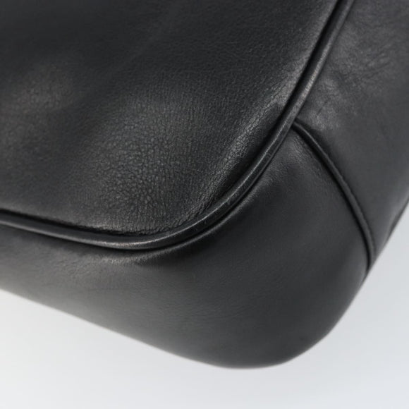 GUCCI Bamboo Hand Bag Leather 2way Black Gold 001 1998 1638 Auth BA8637