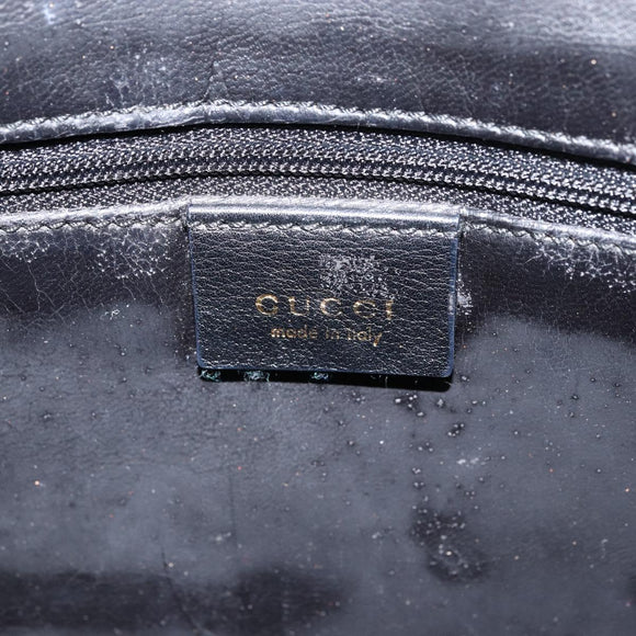 GUCCI Bamboo Hand Bag Leather 2way Black Gold 001 1998 1638 Auth BA8637