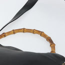 GUCCI Bamboo Hand Bag Leather 2way Black Gold 001 1998 1638 Auth BA8637-8