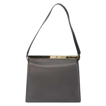 GUCCI Shoulder Bag Leather Black Gold Auth BA8638 - 0