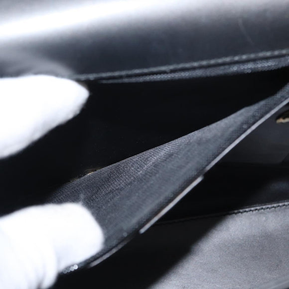 GUCCI Shoulder Bag Leather Black Gold Auth BA8638