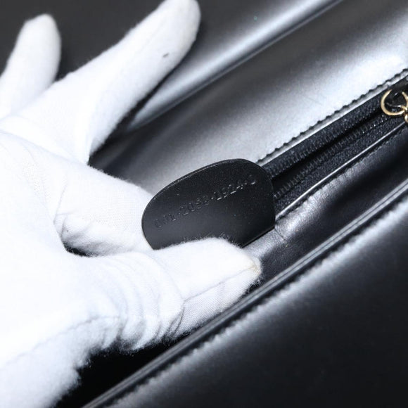 GUCCI Shoulder Bag Leather Black Gold Auth BA8638