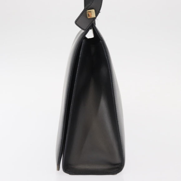 GUCCI Shoulder Bag Leather Black Gold Auth BA8638