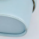 Gianni Versace Sunburst Vanity Hand Bag Leather Light Blue Gold Auth BA8639V-9