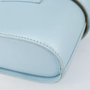 Gianni Versace Sunburst Vanity Hand Bag Leather Light Blue Gold Auth BA8639V-15