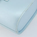 Gianni Versace Sunburst Vanity Hand Bag Leather Light Blue Gold Auth BA8639V-16