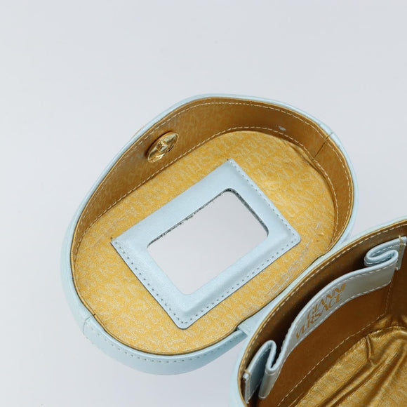 Gianni Versace Sunburst Vanity Hand Bag Leather Light Blue Gold Auth BA8639V