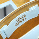 Gianni Versace Sunburst Vanity Hand Bag Leather Light Blue Gold Auth BA8639V-18