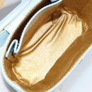 Gianni Versace Sunburst Vanity Hand Bag Leather Light Blue Gold Auth BA8639V-11