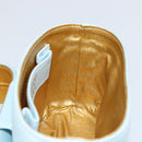 Gianni Versace Sunburst Vanity Hand Bag Leather Light Blue Gold Auth BA8639V-19