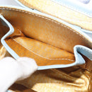 Gianni Versace Sunburst Vanity Hand Bag Leather Light Blue Gold Auth BA8639V-12