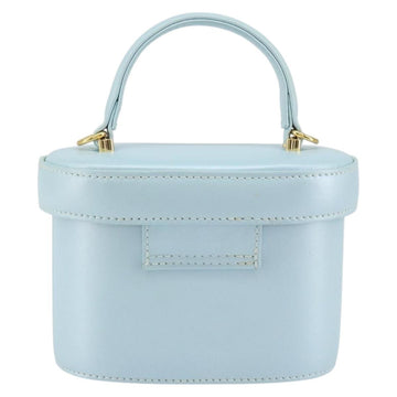 Gianni Versace Sunburst Vanity Hand Bag Leather Light Blue Gold Auth BA8639V - 0