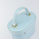 Gianni Versace Sunburst Vanity Hand Bag Leather Light Blue Gold Auth BA8639V-6