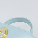 Gianni Versace Sunburst Vanity Hand Bag Leather Light Blue Gold Auth BA8639V-8