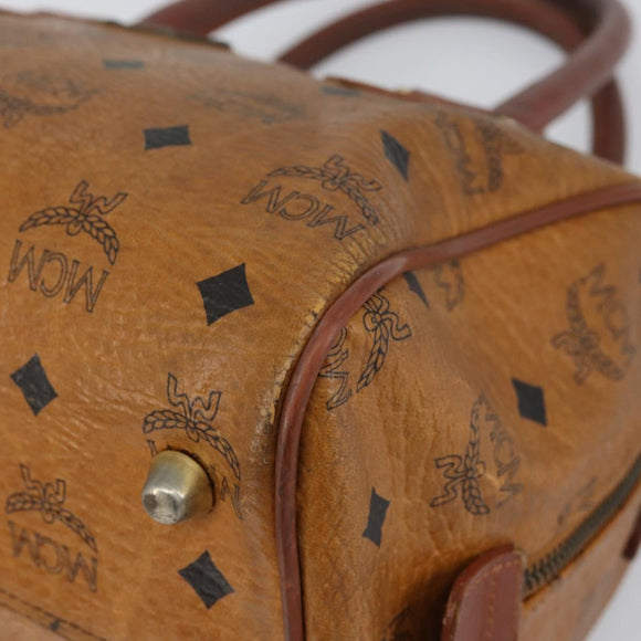 MCM Logogram Vicetos Hand Bag PVC Leather Brown Gold Auth BA8640
