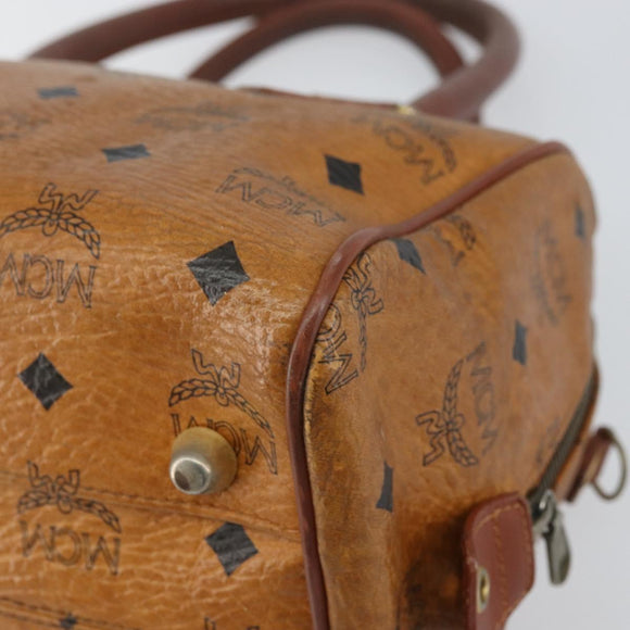 MCM Logogram Vicetos Hand Bag PVC Leather Brown Gold Auth BA8640