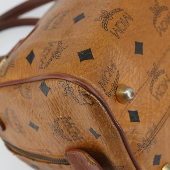 MCM Logogram Vicetos Hand Bag PVC Leather Brown Gold Auth BA8640