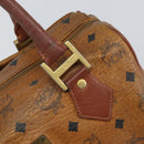 MCM Logogram Vicetos Hand Bag PVC Leather Brown Gold Auth BA8640-9