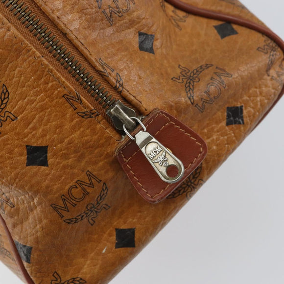 MCM Logogram Vicetos Hand Bag PVC Leather Brown Gold Auth BA8640