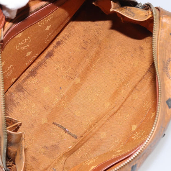 MCM Logogram Vicetos Hand Bag PVC Leather Brown Gold Auth BA8640