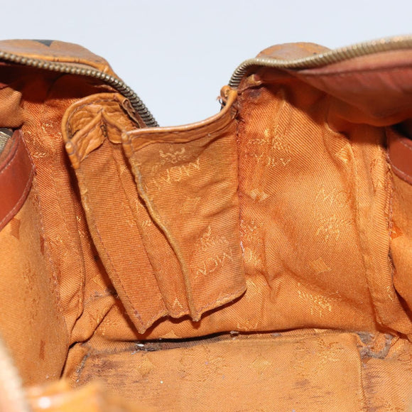 MCM Logogram Vicetos Hand Bag PVC Leather Brown Gold Auth BA8640