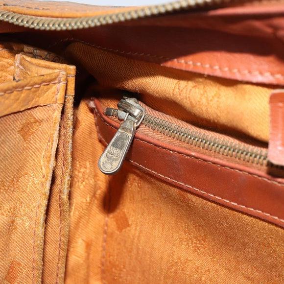 MCM Logogram Vicetos Hand Bag PVC Leather Brown Gold Auth BA8640