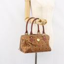 MCM Logogram Vicetos Hand Bag PVC Leather Brown Gold Auth BA8640-24