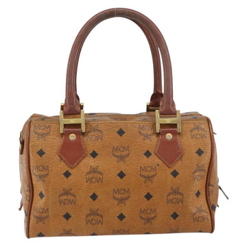 MCM Logogram Vicetos Hand Bag PVC Leather Brown Gold Auth BA8640 - 0