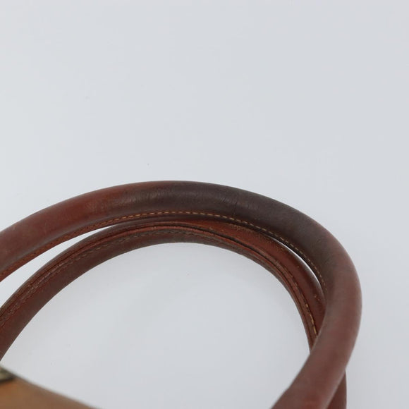 MCM Logogram Vicetos Hand Bag PVC Leather Brown Gold Auth BA8640