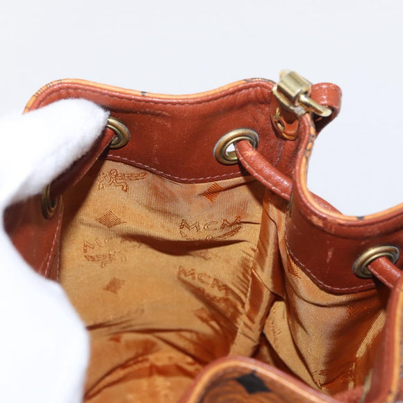 MCM Logogram Vicetos Shoulder Bag PVC Leather Brown Gold Auth BA8641