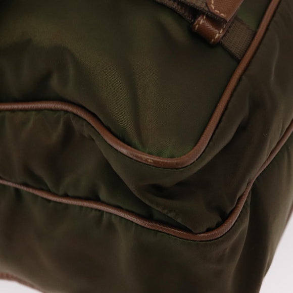 PRADA Shoulder Bag Nylon Khaki Silver Auth BA8644