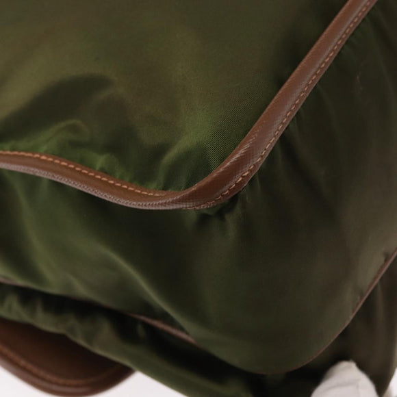 PRADA Shoulder Bag Nylon Khaki Silver Auth BA8644