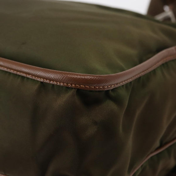 PRADA Shoulder Bag Nylon Khaki Silver Auth BA8644