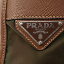 PRADA Shoulder Bag Nylon Khaki Silver Auth BA8644-14