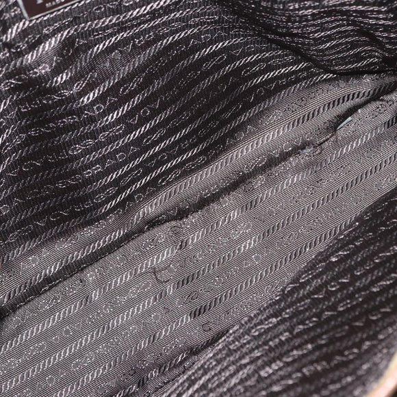 PRADA Shoulder Bag Nylon Khaki Silver Auth BA8644