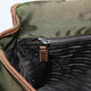 PRADA Shoulder Bag Nylon Khaki Silver Auth BA8644-21